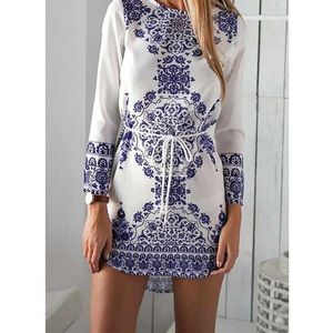 Summer Blue and White Porecelin Pattern Dress